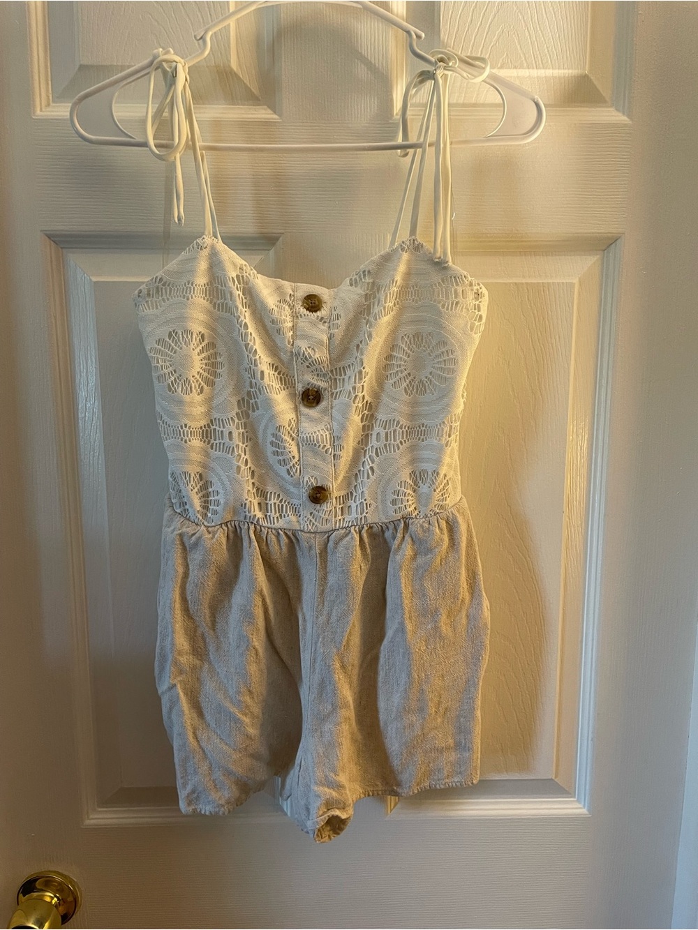 White Lace-Top One-Piece Romper